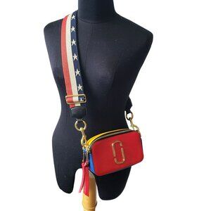 Marc Jacobs Snapshot Camera Bag Red Blue Yellow American Flag Strap Crossbody